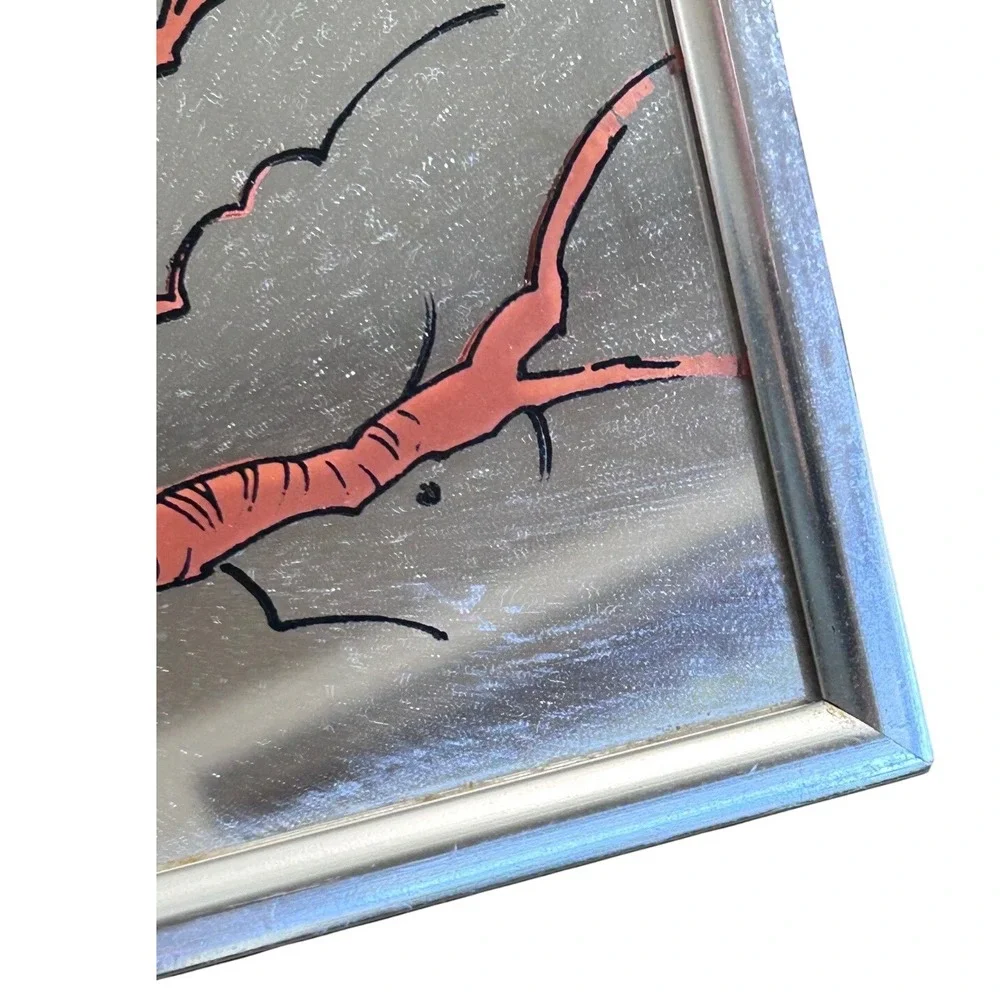 Vintage Koala Bear Printed Mirror‎ 1980s Silver Frame 16x20 Turner Wall Art